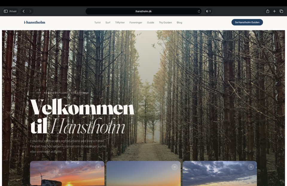 Tilflytterhjemmeside for dansk landsby — eksempel fra Blisko